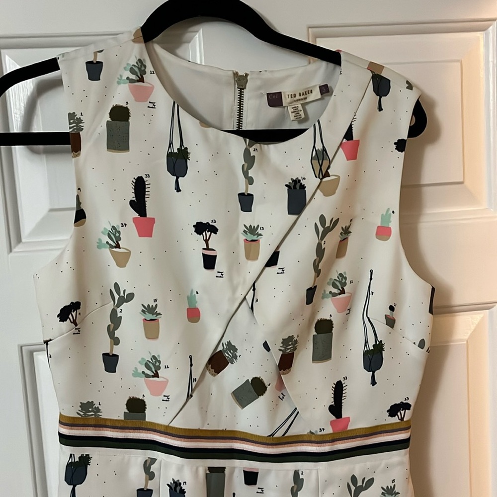 Ted Baker Tetro Cactus Print Dress Size 8 Sleeveless Succulents Plants Ted 3